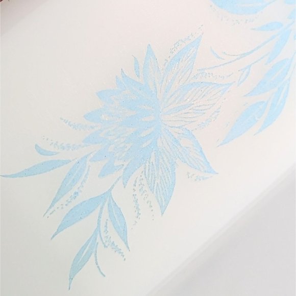 Vintage Glasbake Blue Thistle Oval Divided Baking Dish Serving Bowl Milk Glass - Picture 8 of 10